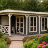 Tuinhuis met luifel en platdak
