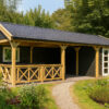 Tuinhuis met luifel en zadeldak