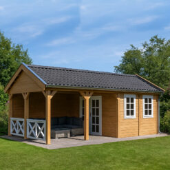 Tuinhuis met zijluifel en zadeldak
