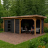 Tuinhuis luxe met luifel en platdak