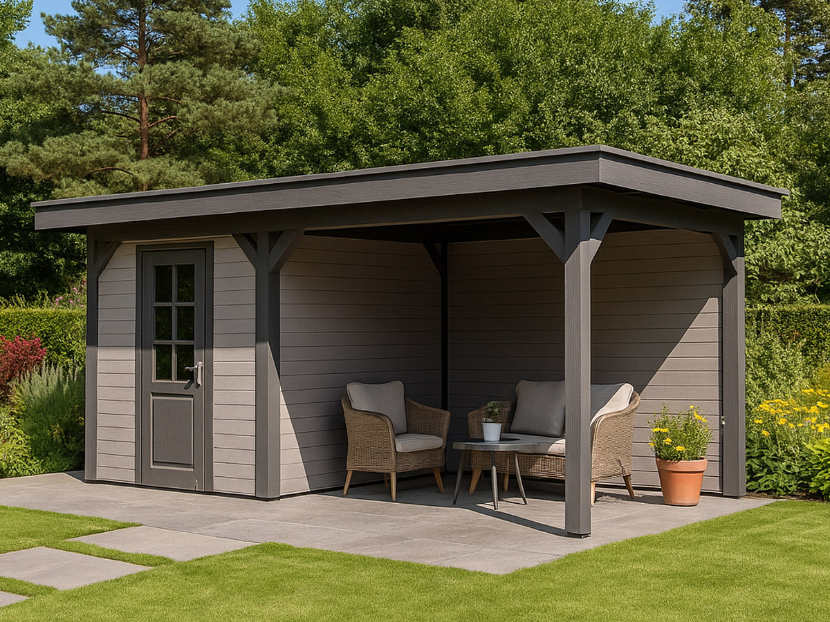 Tuinhuis met zijluifel en platdak